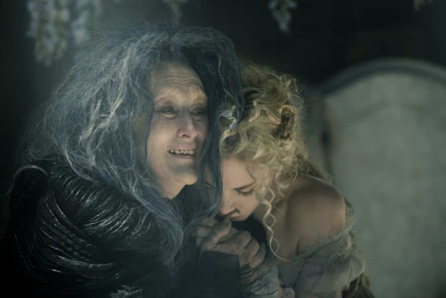 Meryl Streep stars as the Witch and MacKenzie Mauzy as Rapunzel